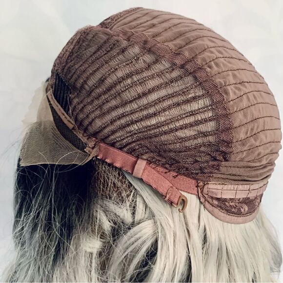 Silver Gray with Dark Roots Lace Front Heat Friendly Synthetic Wig Size Average - Picture 8 of 10